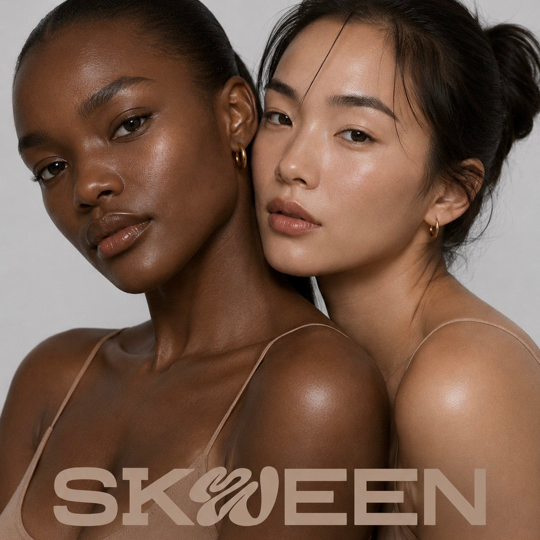 Skin tint stick applied on glowing skin